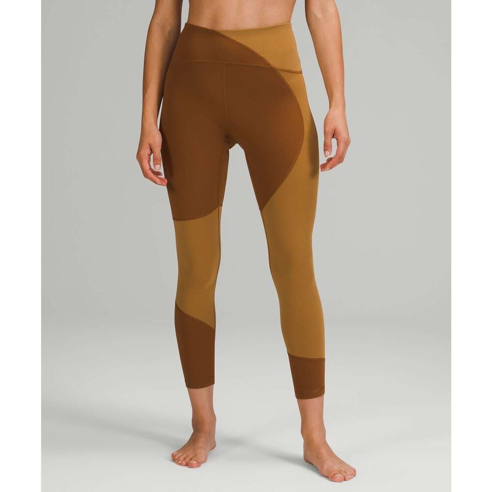 Lululemon Nulu Colour Block High-Rise Tight 25" Copper Brown Bold Beige Size: 0